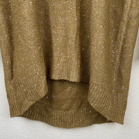 A.N.A. Womens Sweater Sz L Sequin Fairy Grunge Whimsigoth Boho Gold Metallic - Picture 7 of 10